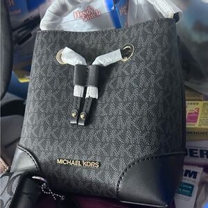 Michael Kors Black and Gray Bucket Bag